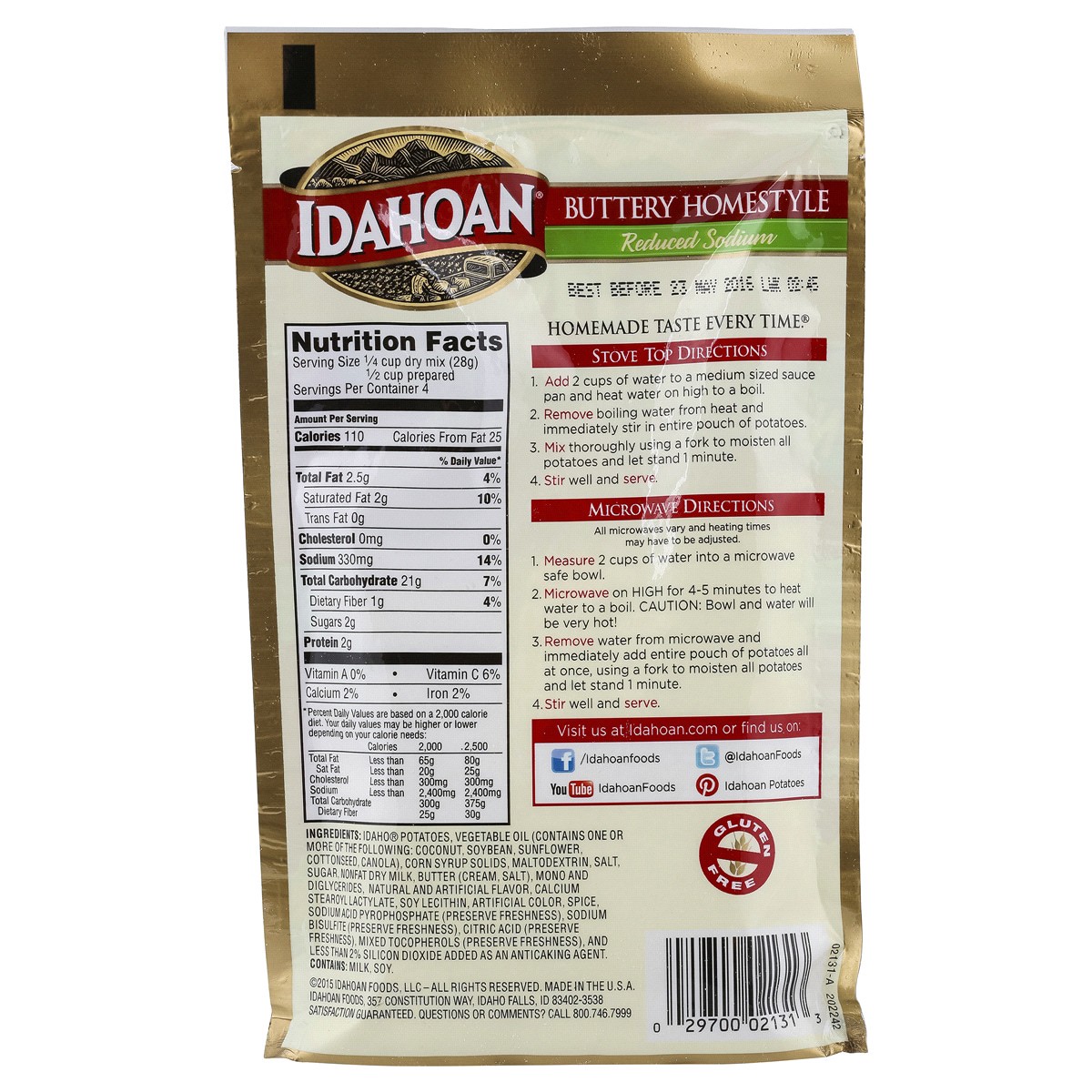 slide 2 of 2, Idahoan Buttery Homestyle Reduced Sodium Mashed Potatoes, 4 oz