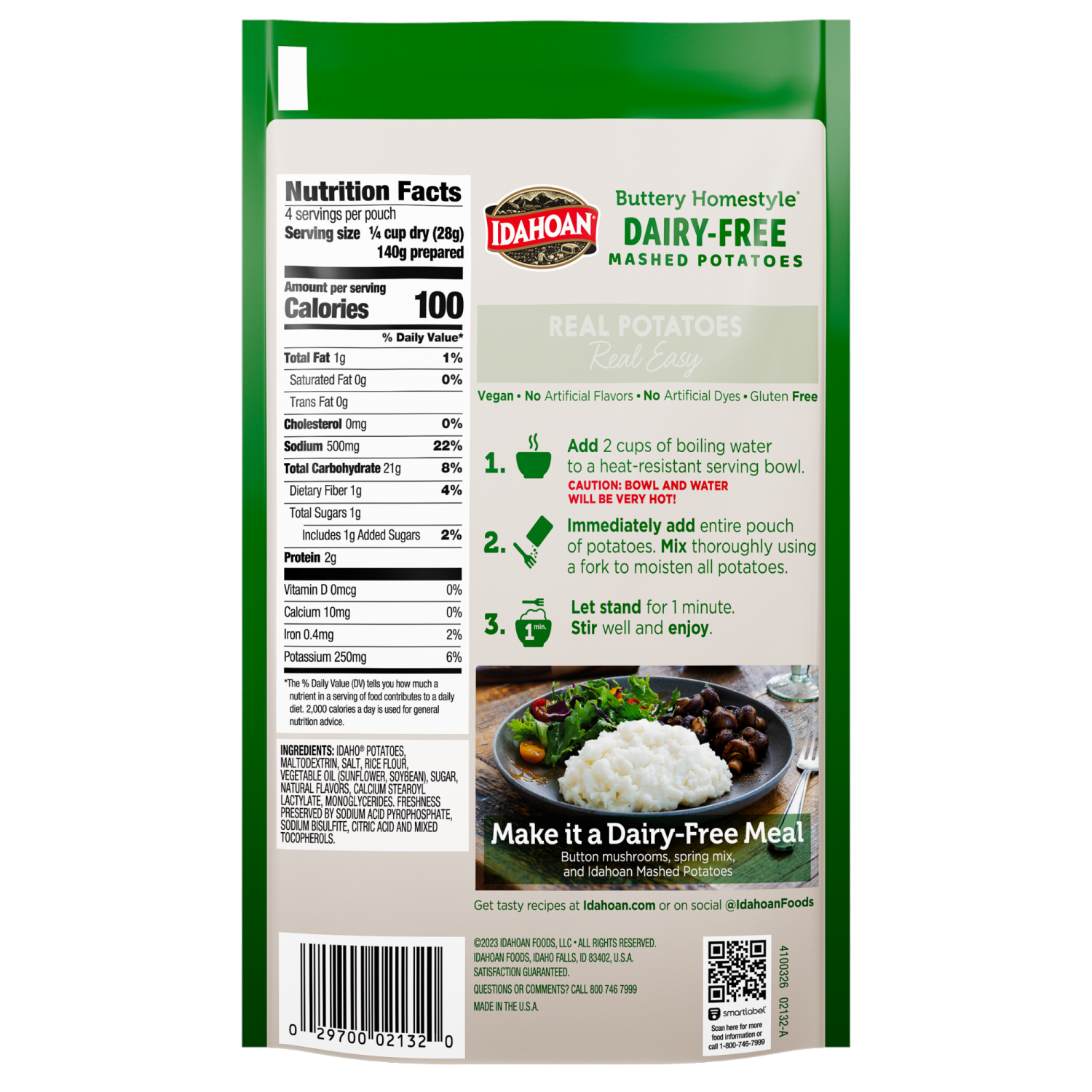 slide 2 of 2, Idahoan Dairy Free Buttery Homestyle Mashed Potatoes, 4 oz