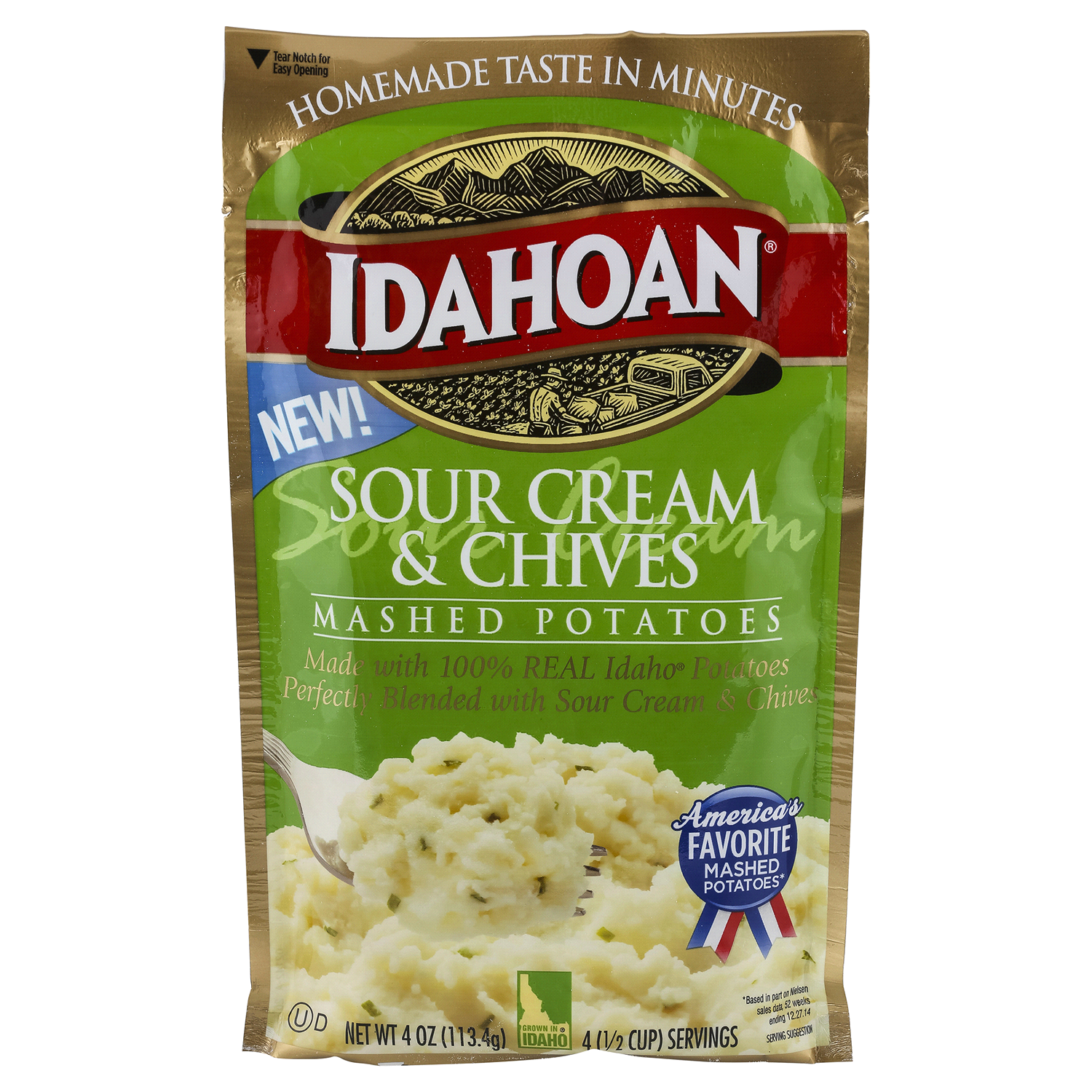 slide 1 of 2, Idahoan Mashed Potatoes, Sour Cream & Chives, 4 oz
