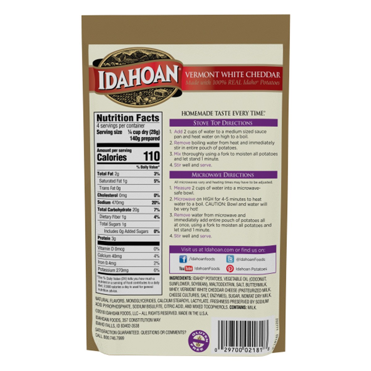 slide 9 of 13, Idahoan Vermont White Cheddar Mashed Potatoes, 4 oz