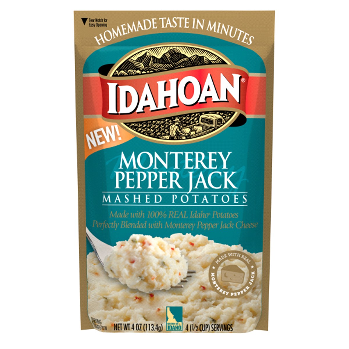 slide 1 of 3, Idahoan Monterey Pepper Jack Mashed Potatoes 4 oz, 4 oz