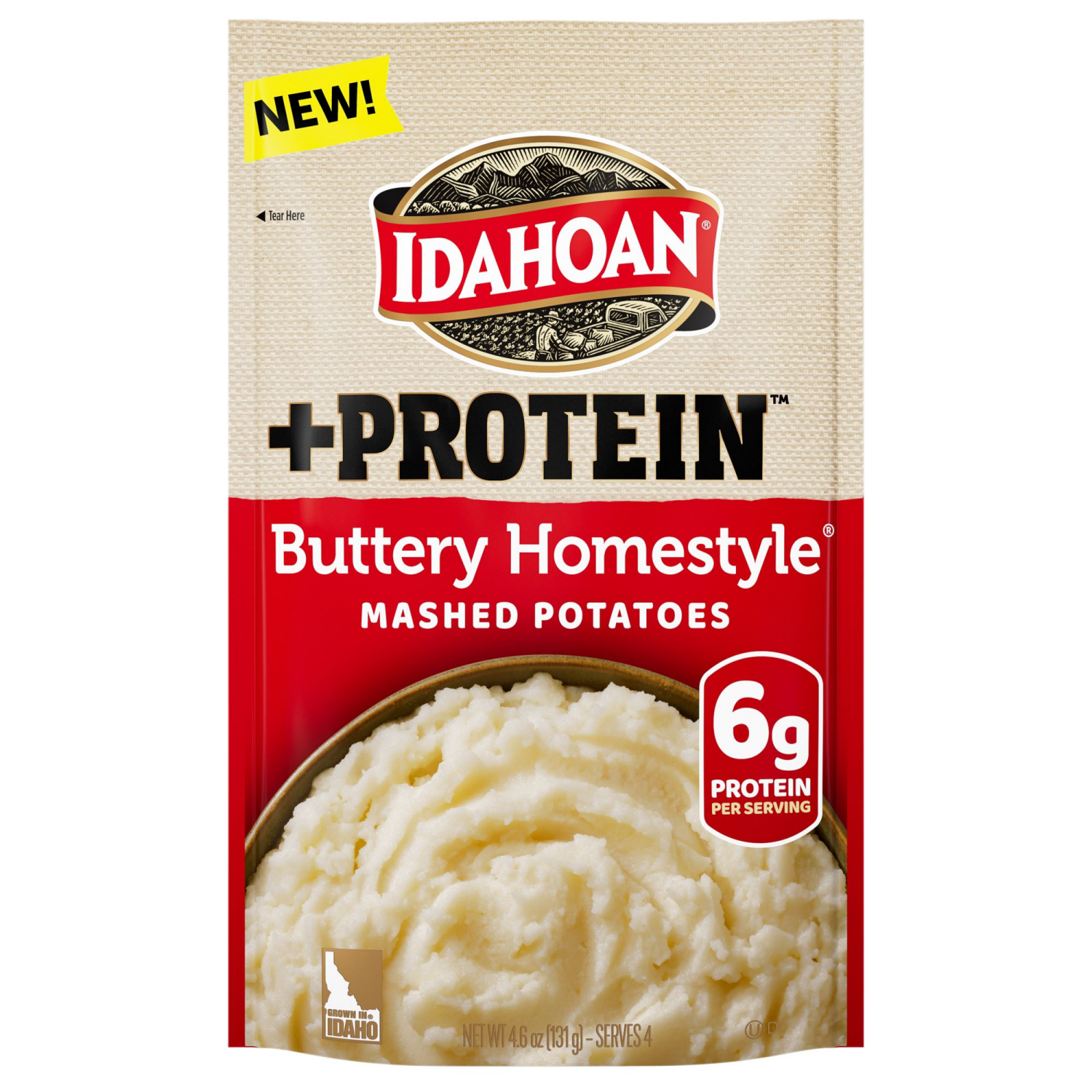 slide 1 of 2, Idahoan Buttery Homestyle +Protein Mashed Potatoes,, 4.6 oz