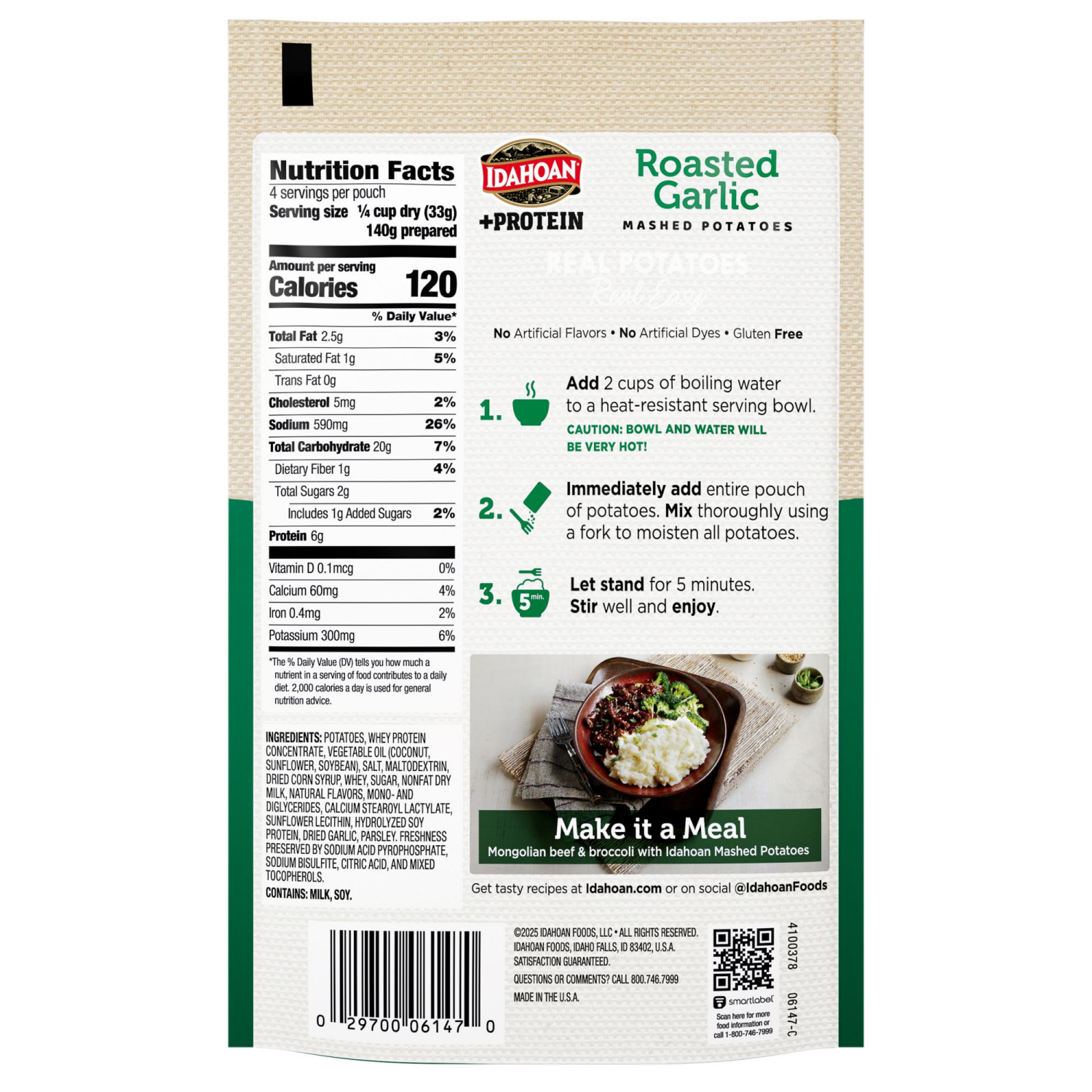 slide 2 of 2, Idahoan Roasted Garlic +Protein Mashed, 4.6 oz