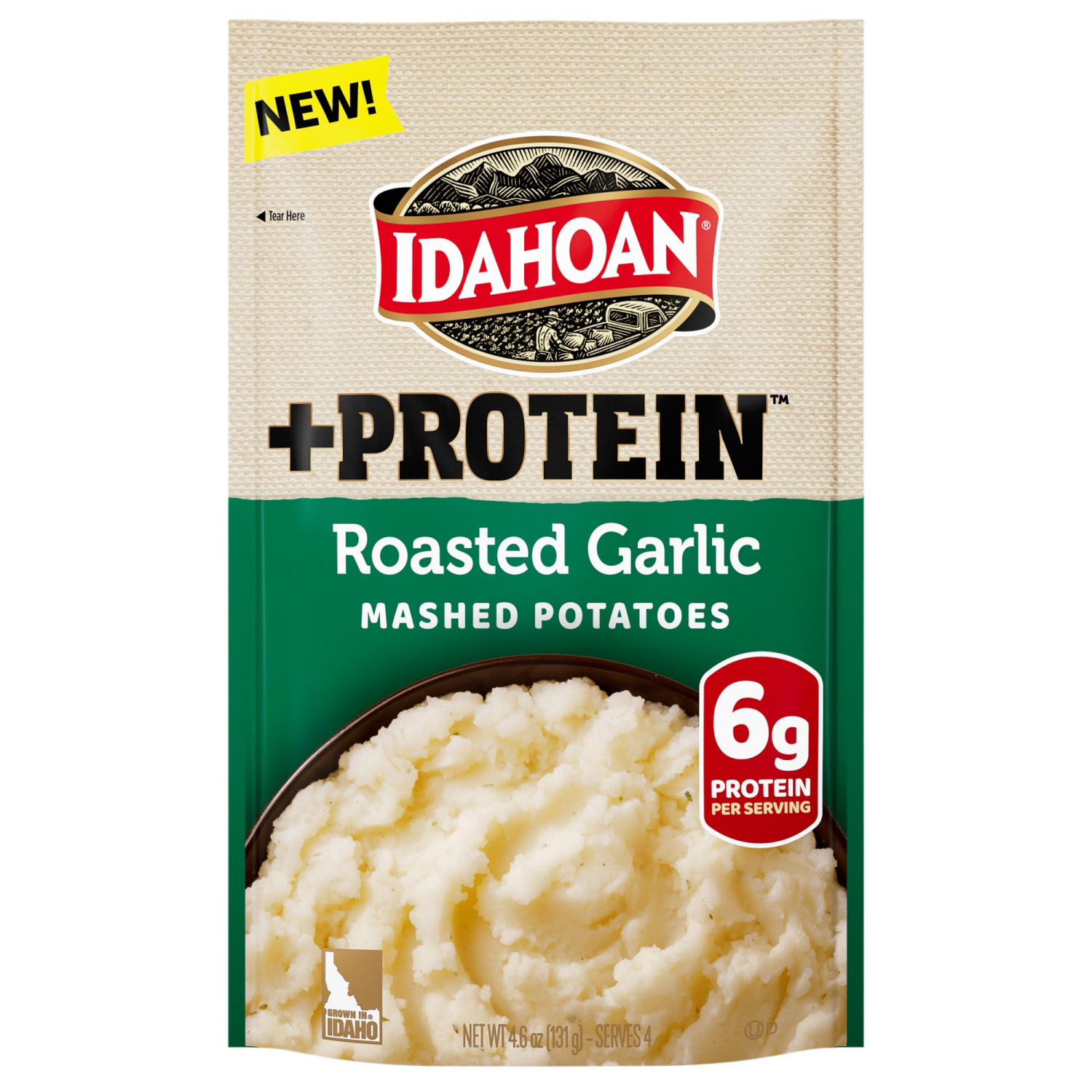 slide 1 of 2, Idahoan Roasted Garlic +Protein Mashed, 4.6 oz