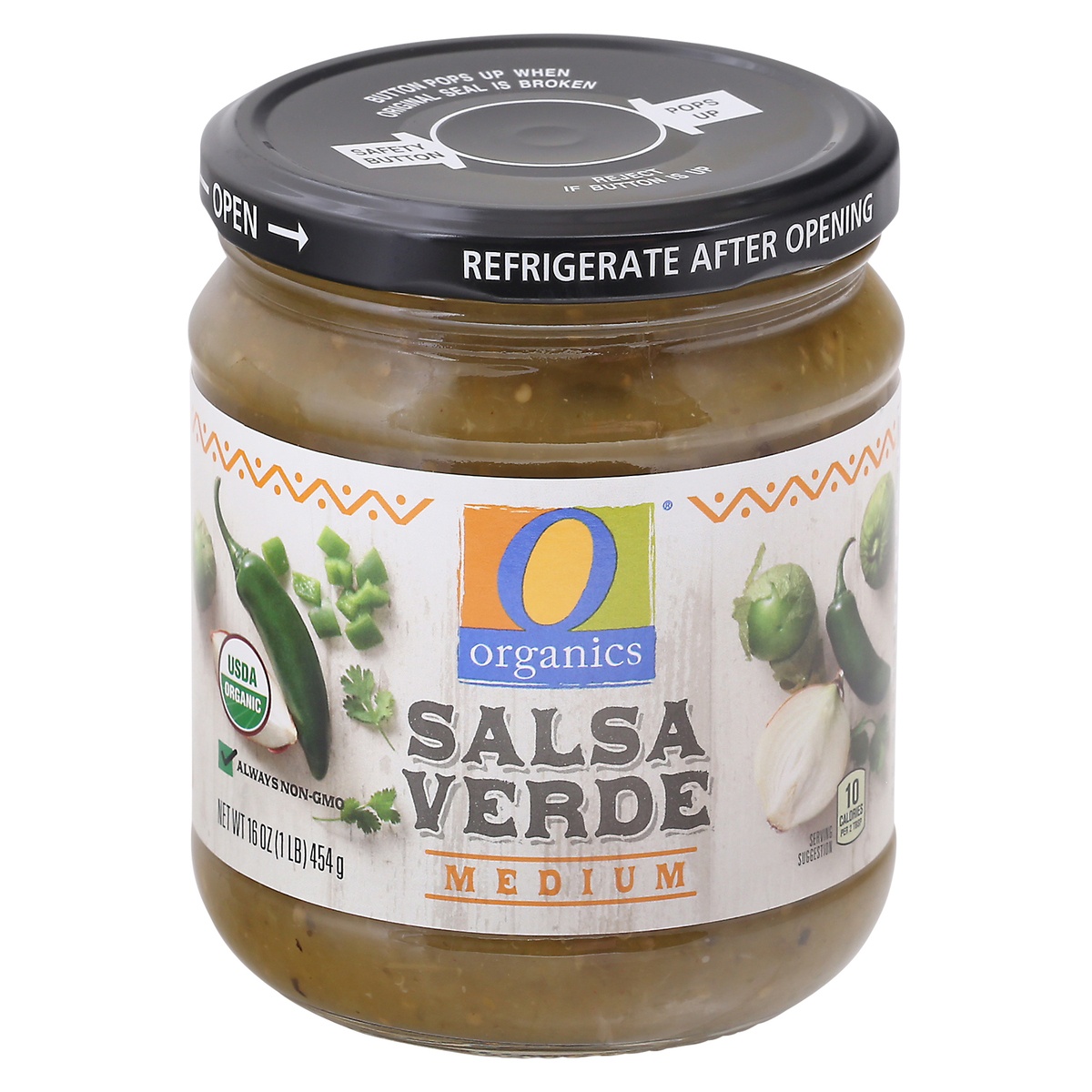 slide 1 of 1, O Orgnc Salsa Verde Medium, 16 oz