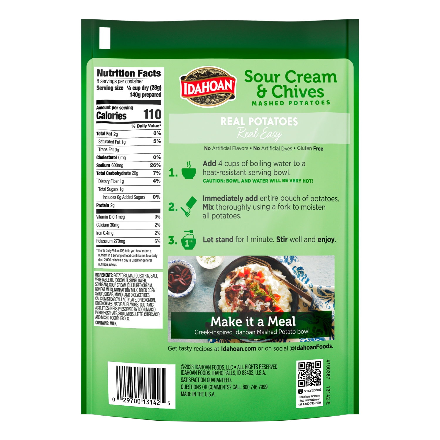 slide 2 of 2, Idahoan Mashed Potatoes, Sour Cream & Chives, Family Size, 8 oz