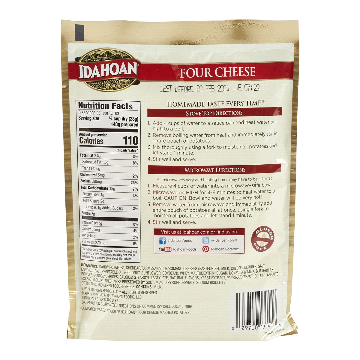 slide 2 of 2, Idahoan Four Cheese Mashed Potatoes Family Size, 8 oz