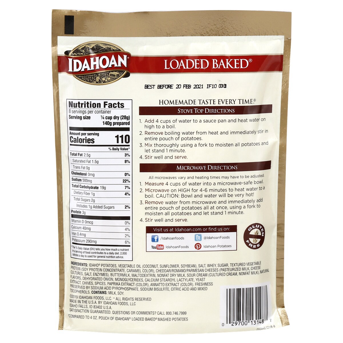 slide 2 of 2, Idahoan Loaded Baked Mashed Potatoes Family Size, 8 oz