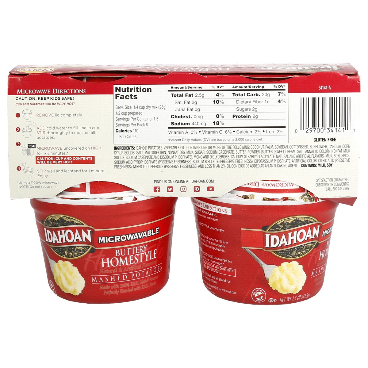 slide 2 of 2, Idahoan Buttery Homestyle Mashed Potatoes Cup 4-pack, 4 ct