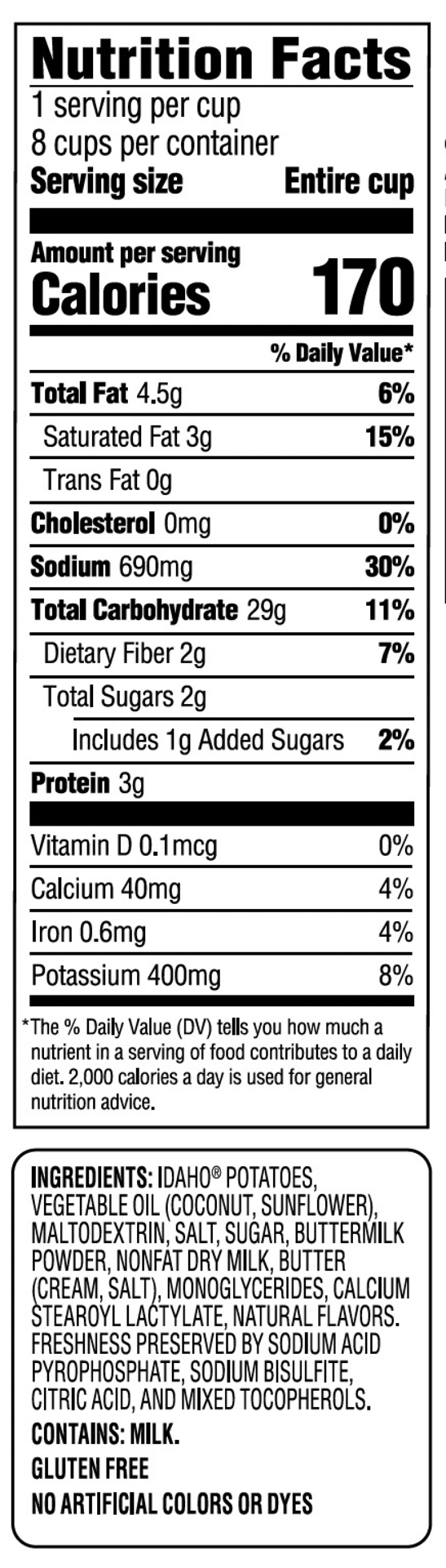 slide 2 of 2, Idahoan Buttery Homestyle Mashed Potatoes Cups, 8 count, 8 ct