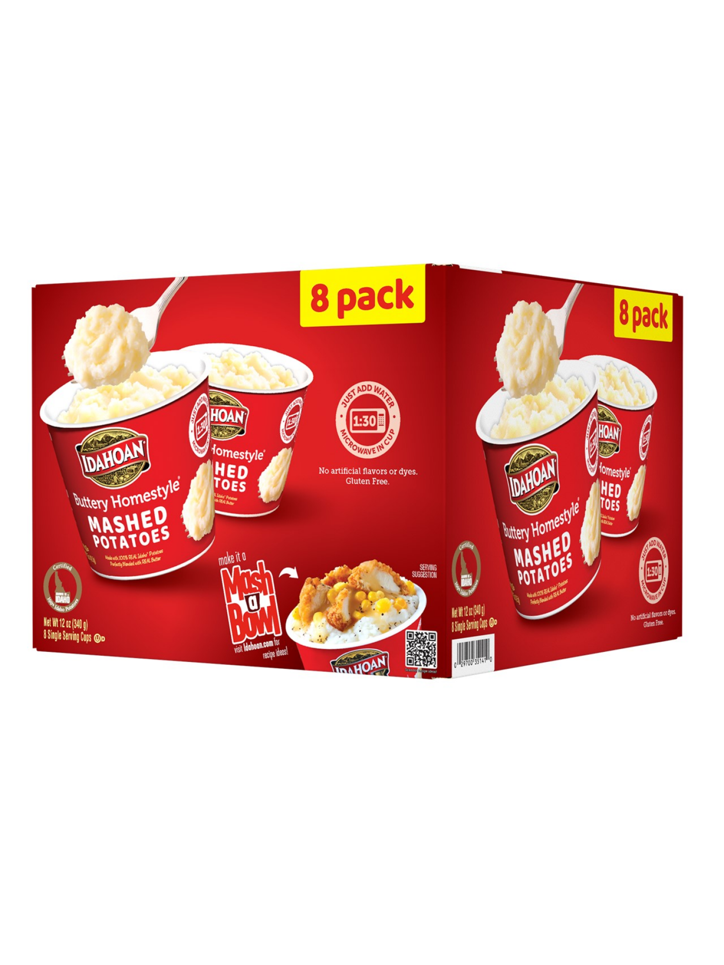 slide 1 of 2, Idahoan Buttery Homestyle Mashed Potatoes Cups, 8 count, 8 ct