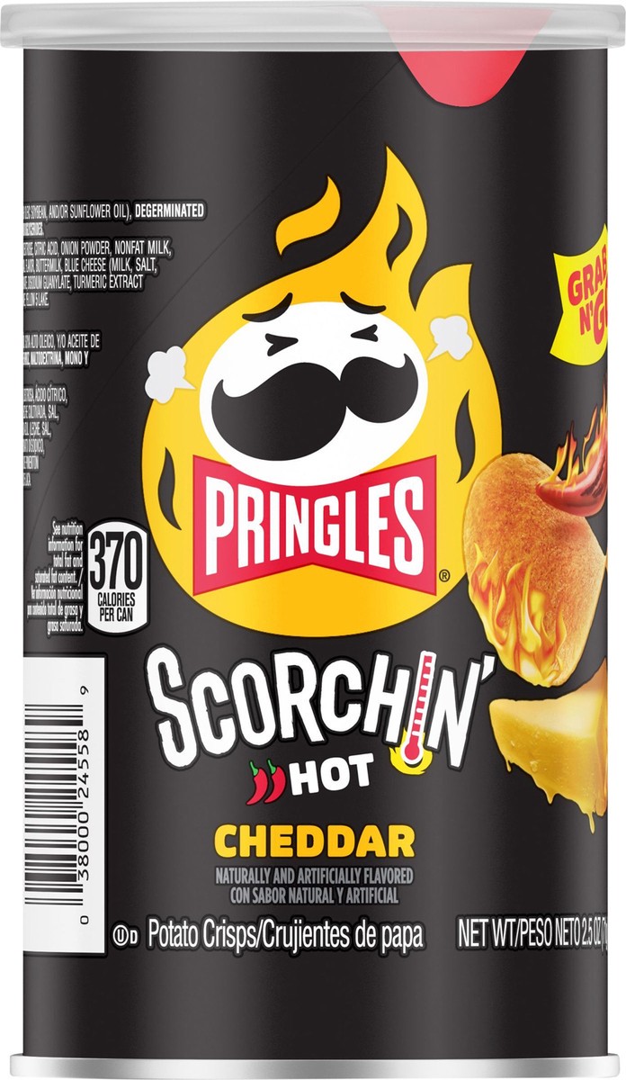 slide 4 of 12, Pringles Scorchin' Potato Crisps Chips, Cheddar, 2.5 oz, 2.5 oz