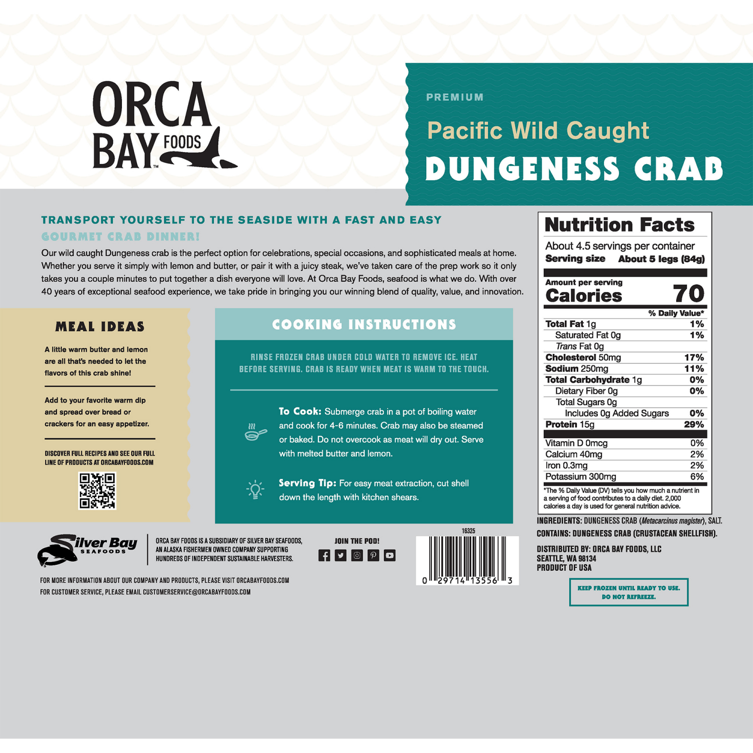 slide 2 of 2, Orca Bay Dungeness Crab 1.75lb, 1.75 lb