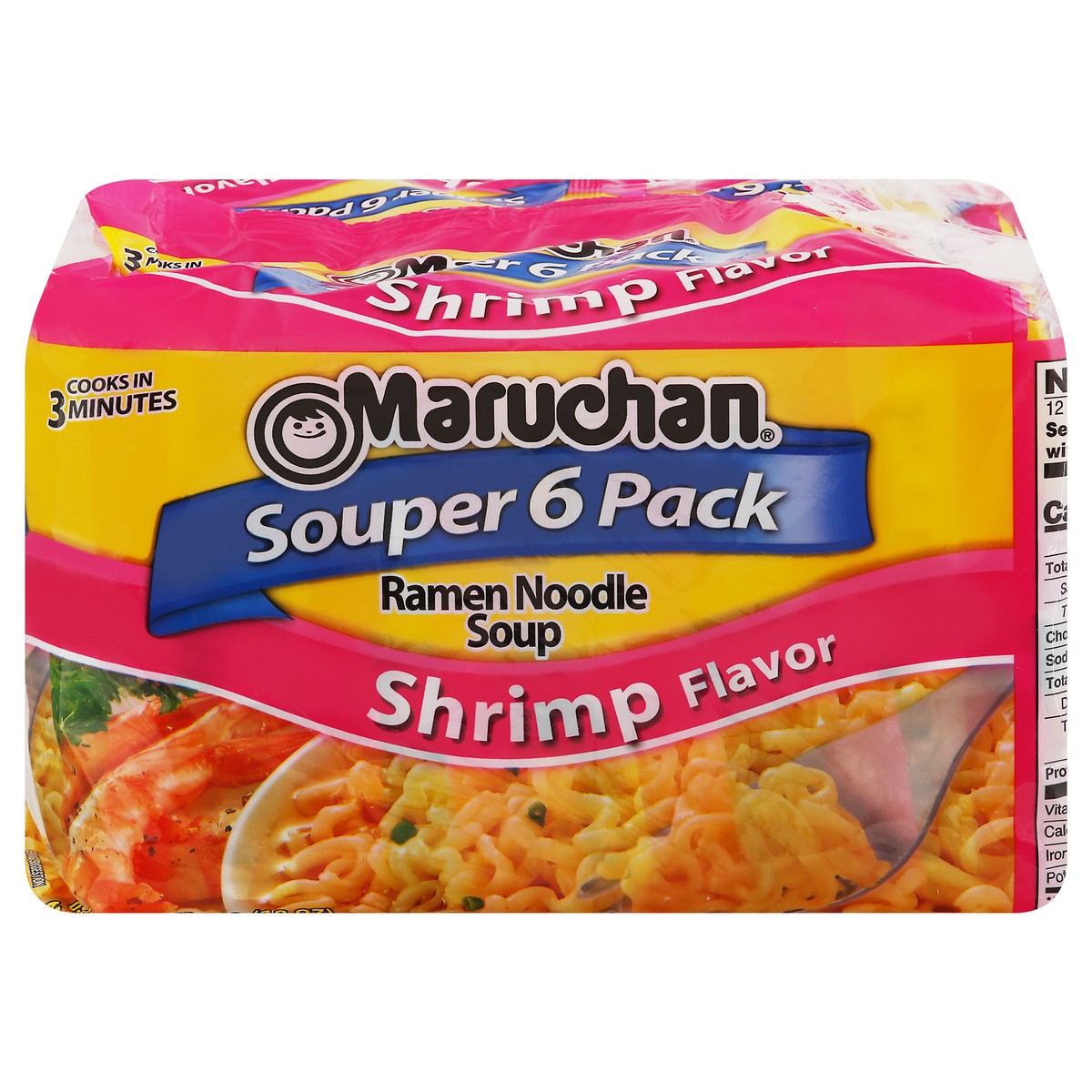 slide 1 of 1, Maruchan Souper 6 Pack Shrimp Flavor Ramen Noodle Soup 6 - 3 oz Packs, 6 ct