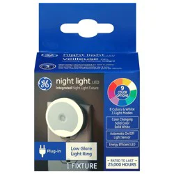 GE LED Integrated Plug-In Low Glare Light Ring Night Light Fixture 1 Each