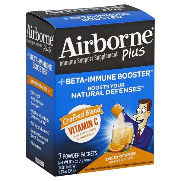 slide 1 of 2, Airborne Plus Immune Orange, 7 ct