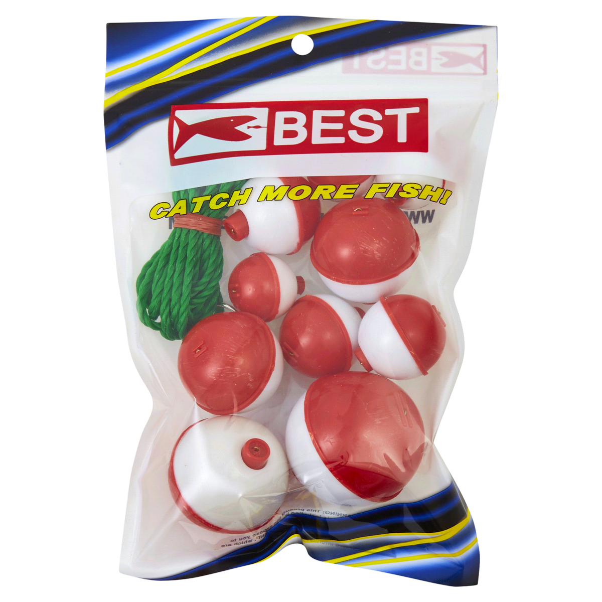 slide 1 of 5, BEST Round Snap On Plastic Bobbers  Red/White, 1 ct