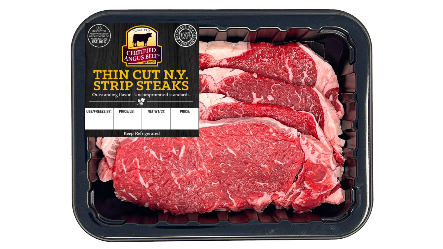 slide 1 of 1, Certified Angus Beef Ny Strip Steak Thin Cut, per lb