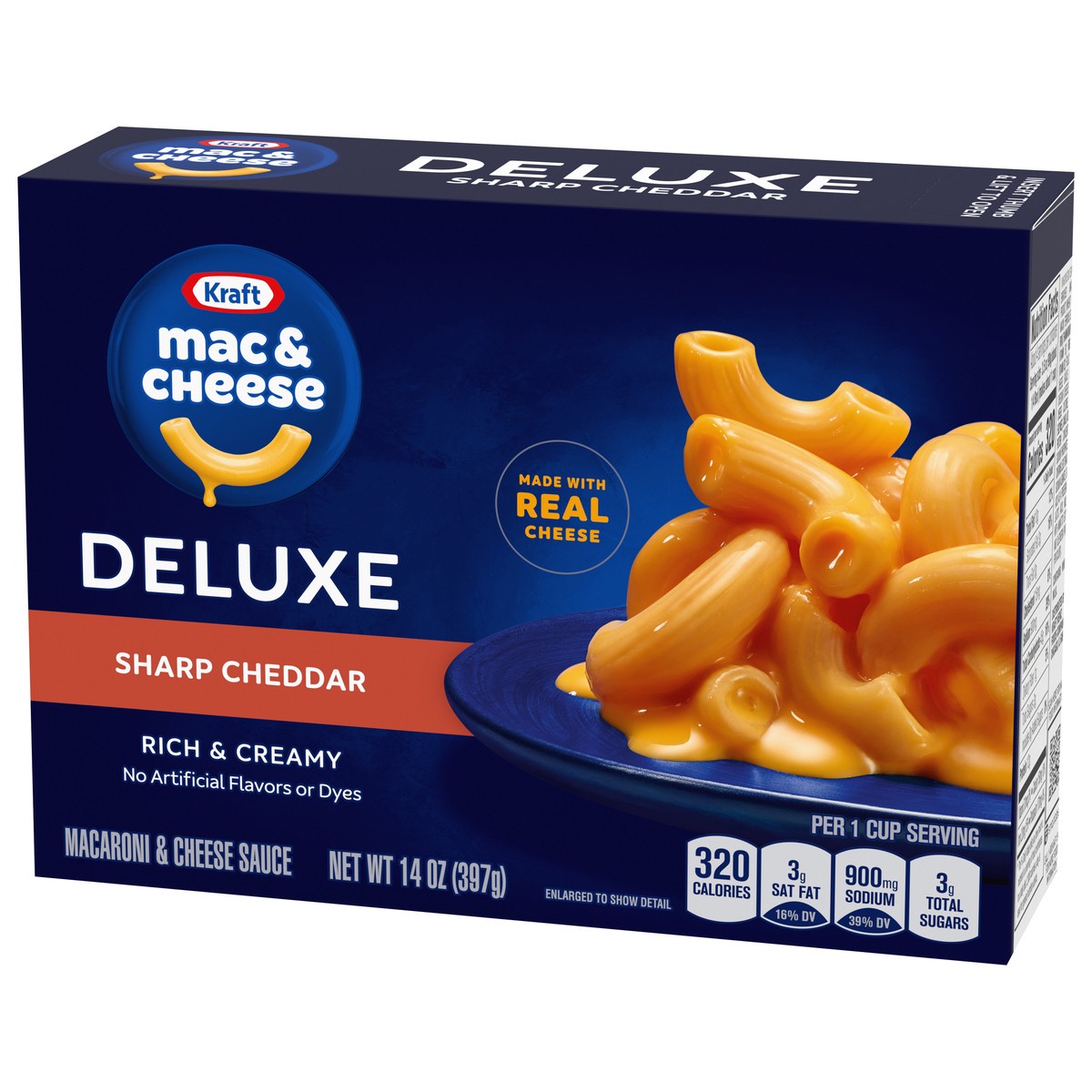 slide 8 of 9, Kraft Deluxe Sharp Cheddar Mac & Cheese Macaroni and Cheese Dinner, 14 oz Box, 14 oz