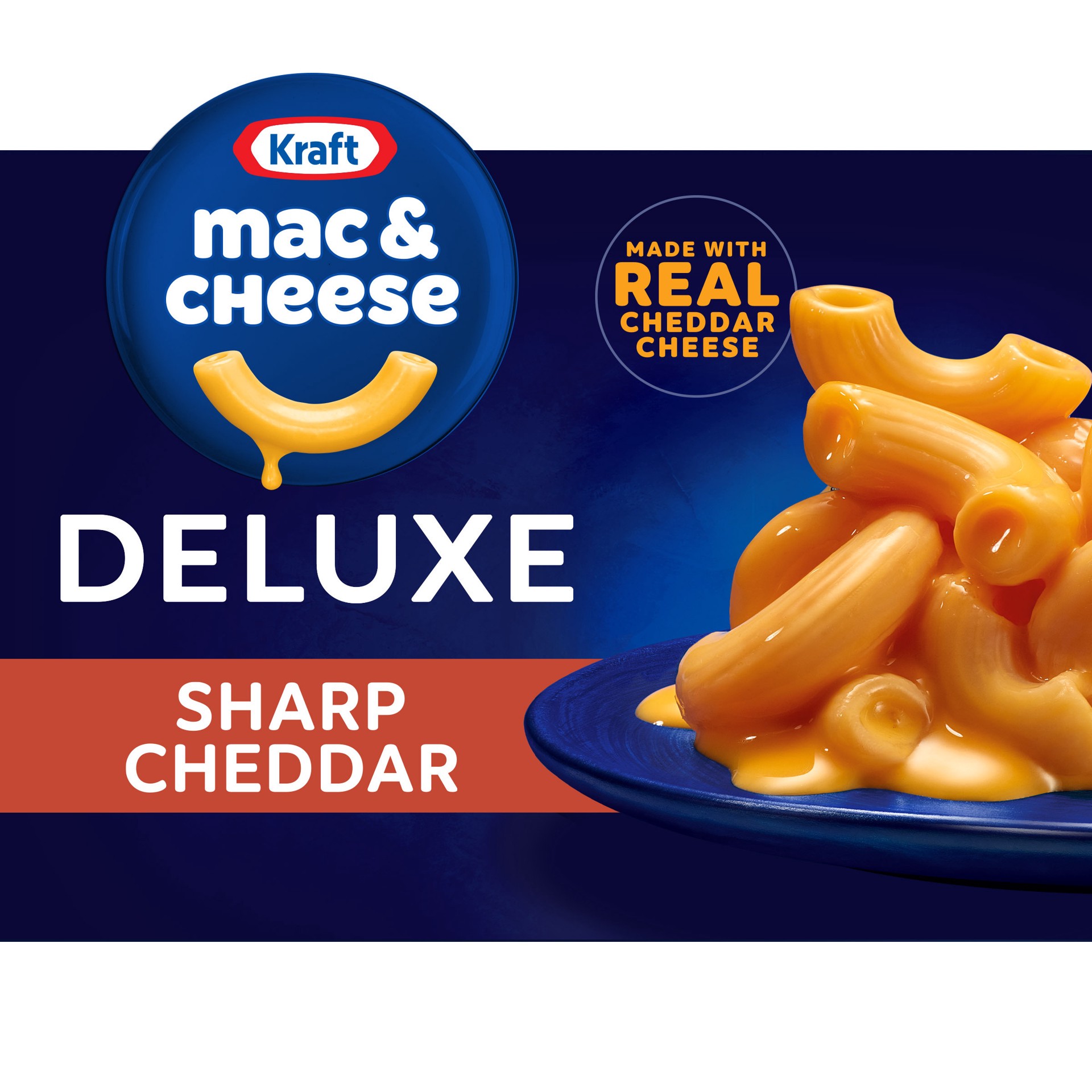 slide 1 of 9, Kraft Deluxe Sharp Cheddar Mac & Cheese Macaroni and Cheese Dinner, 14 oz Box, 14 oz