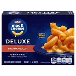 Kraft Deluxe Sharp Cheddar Mac & Cheese Macaroni and Cheese Dinner, 14 oz Box