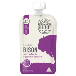 Serenity Kids Grass Fed Bison with Organic Kabocha Squash & Spinach Pouch, 3.5oz