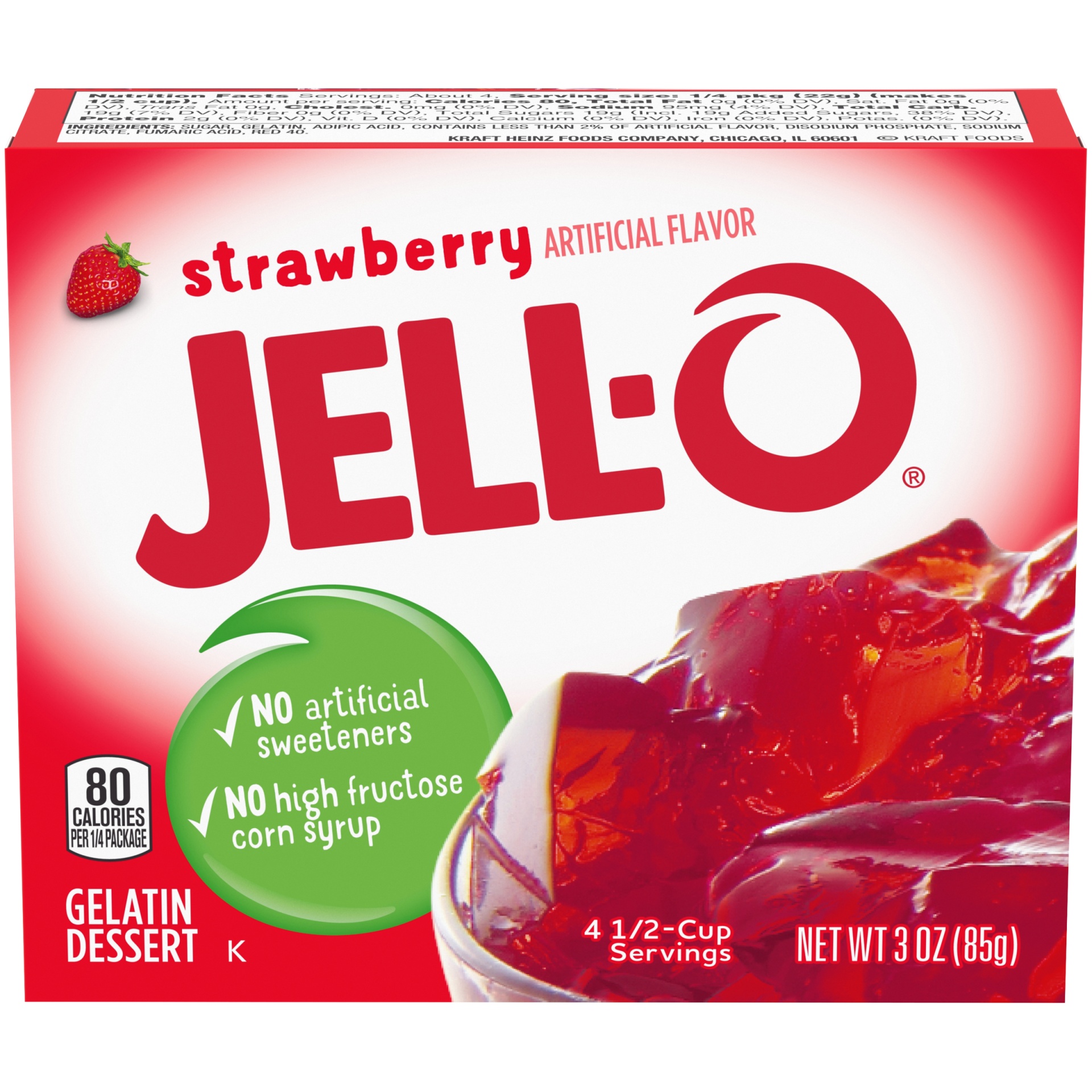slide 1 of 7, Jell-O Strawberry Gelatin Dessert Mix, 3 oz