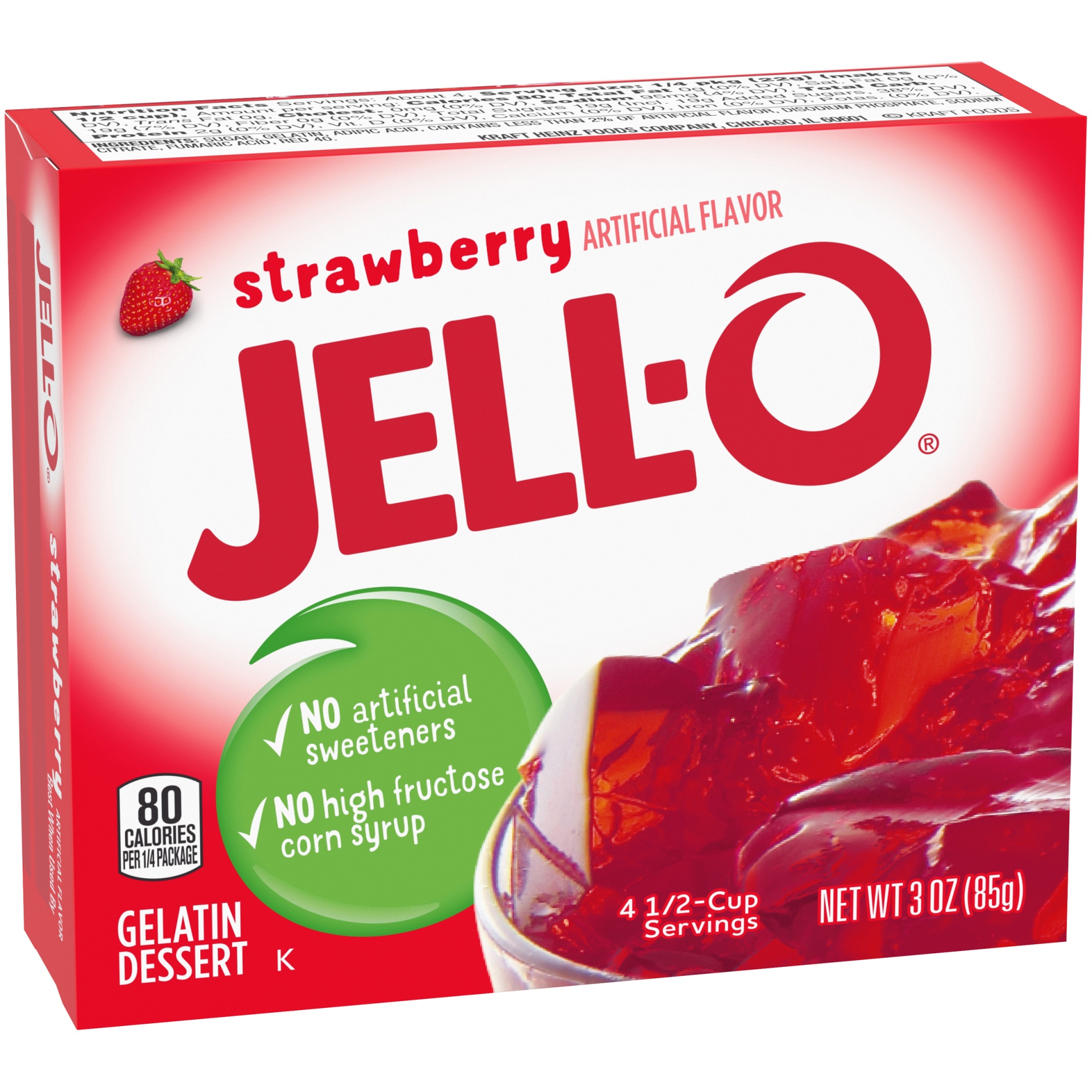 slide 3 of 7, Jell-O Strawberry Gelatin Dessert Mix, 3 oz