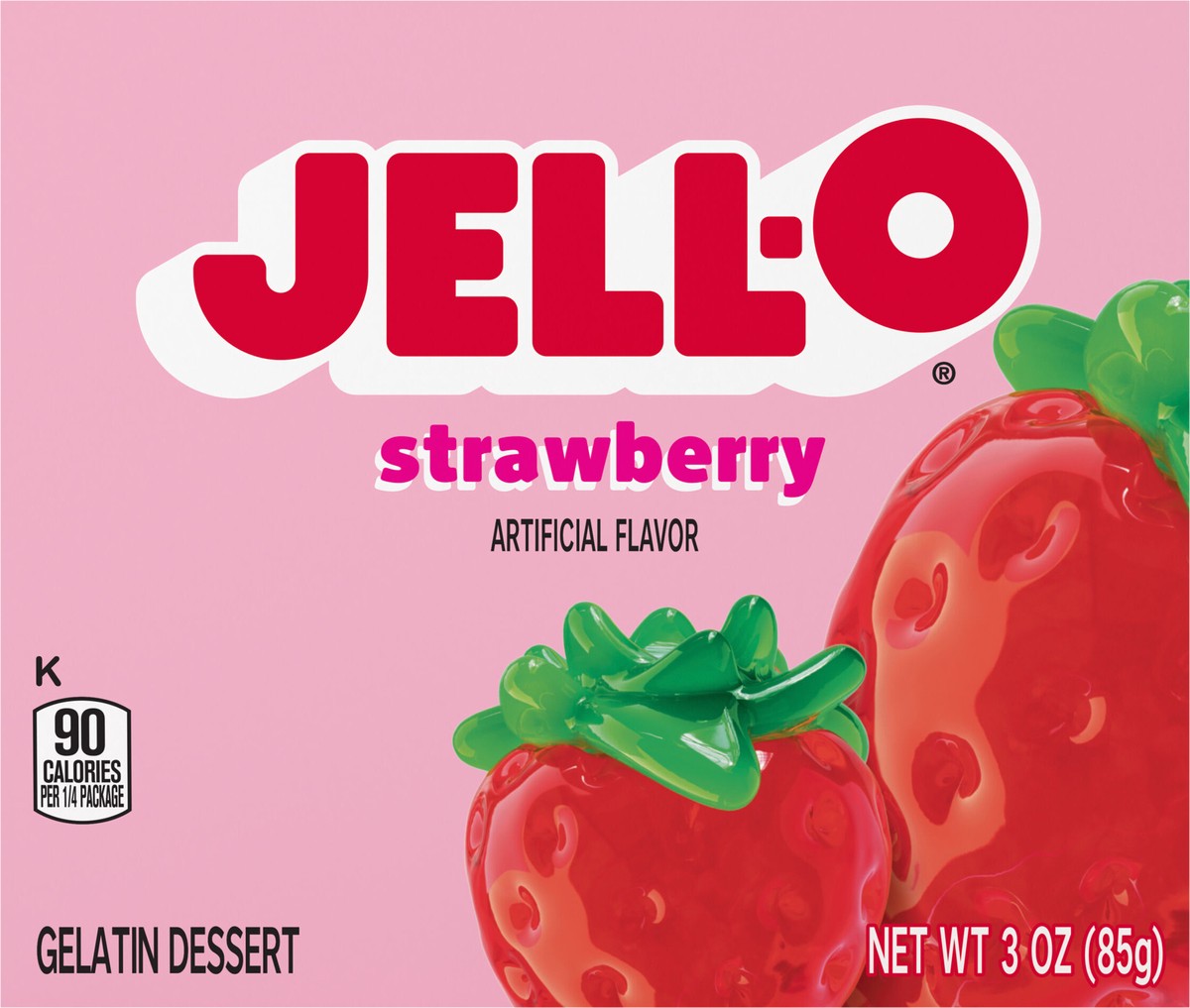 slide 5 of 9, Jell-O Strawberry Artificially Flavored Gelatin Dessert Mix, 3 oz Box, 3 oz