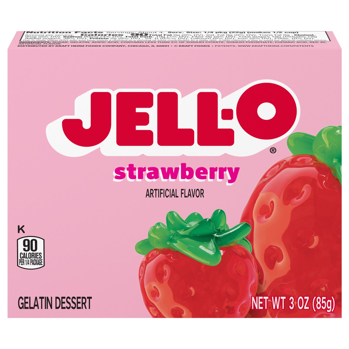 slide 1 of 9, Jell-O Strawberry Artificially Flavored Gelatin Dessert Mix, 3 oz Box, 3 oz