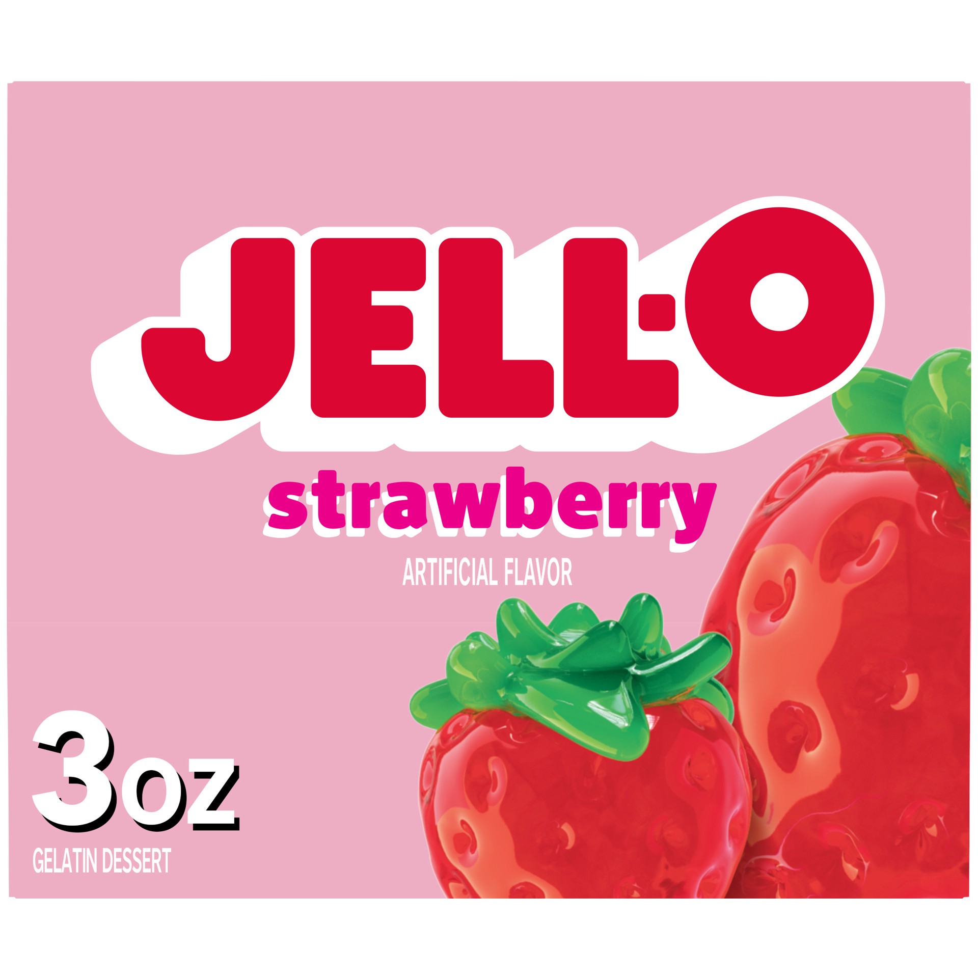 slide 1 of 9, Jell-O Strawberry Artificially Flavored Gelatin Dessert Mix, 3 oz Box, 3 oz