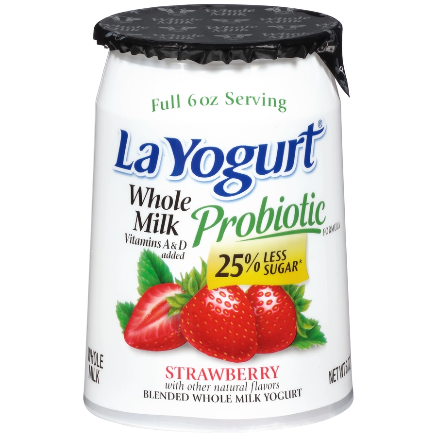 slide 1 of 6, La Yogurt Probiotic Strawberry Blended Whole Milk Yogurt, 6 oz