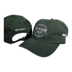 Penrod/Hiawatha Michigan 1837 Hat, Green With White Text