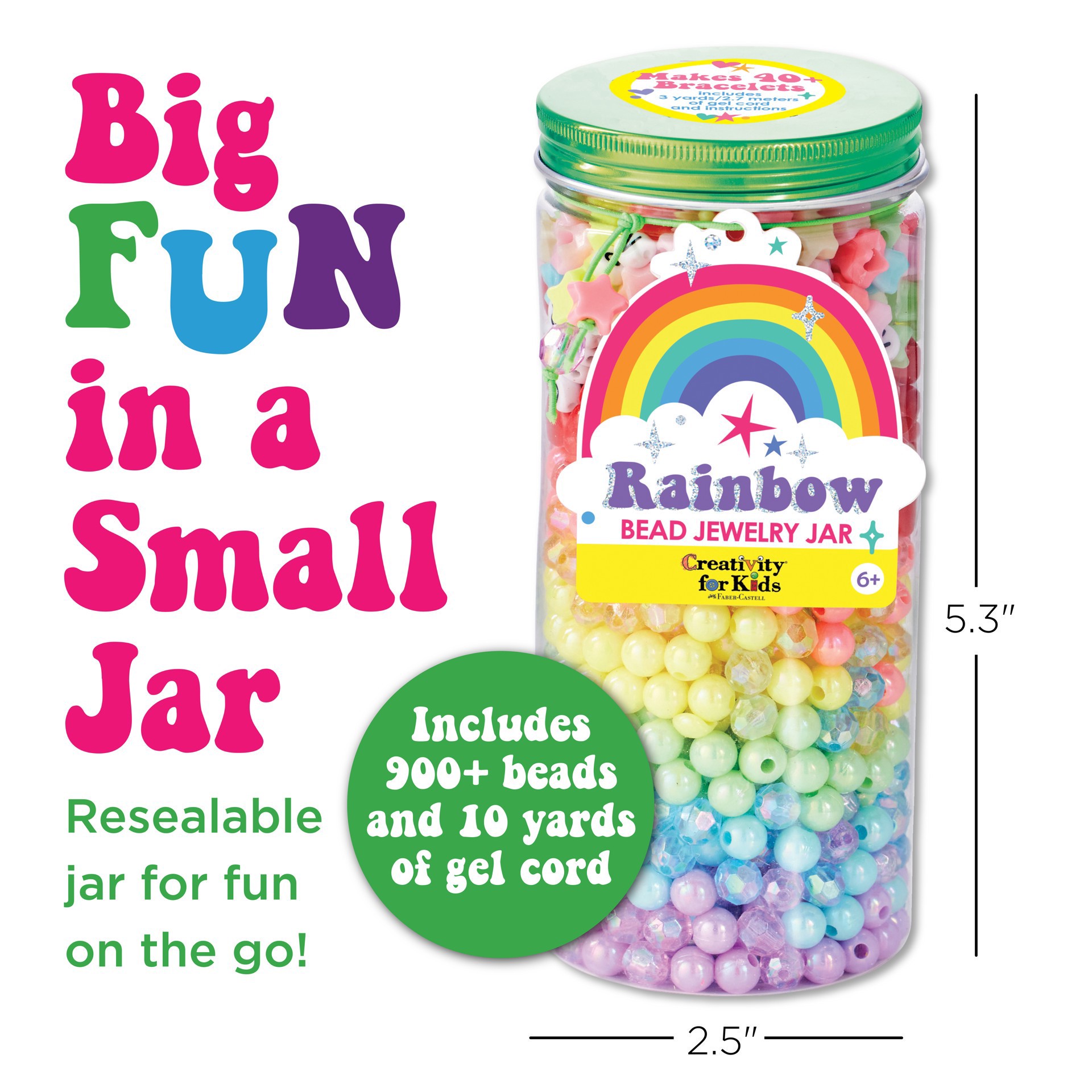 slide 9 of 14, Faber-Castell Creativity For Kids Rainbow Bead Jewelry Jar, 2.5 in x 5.3 in