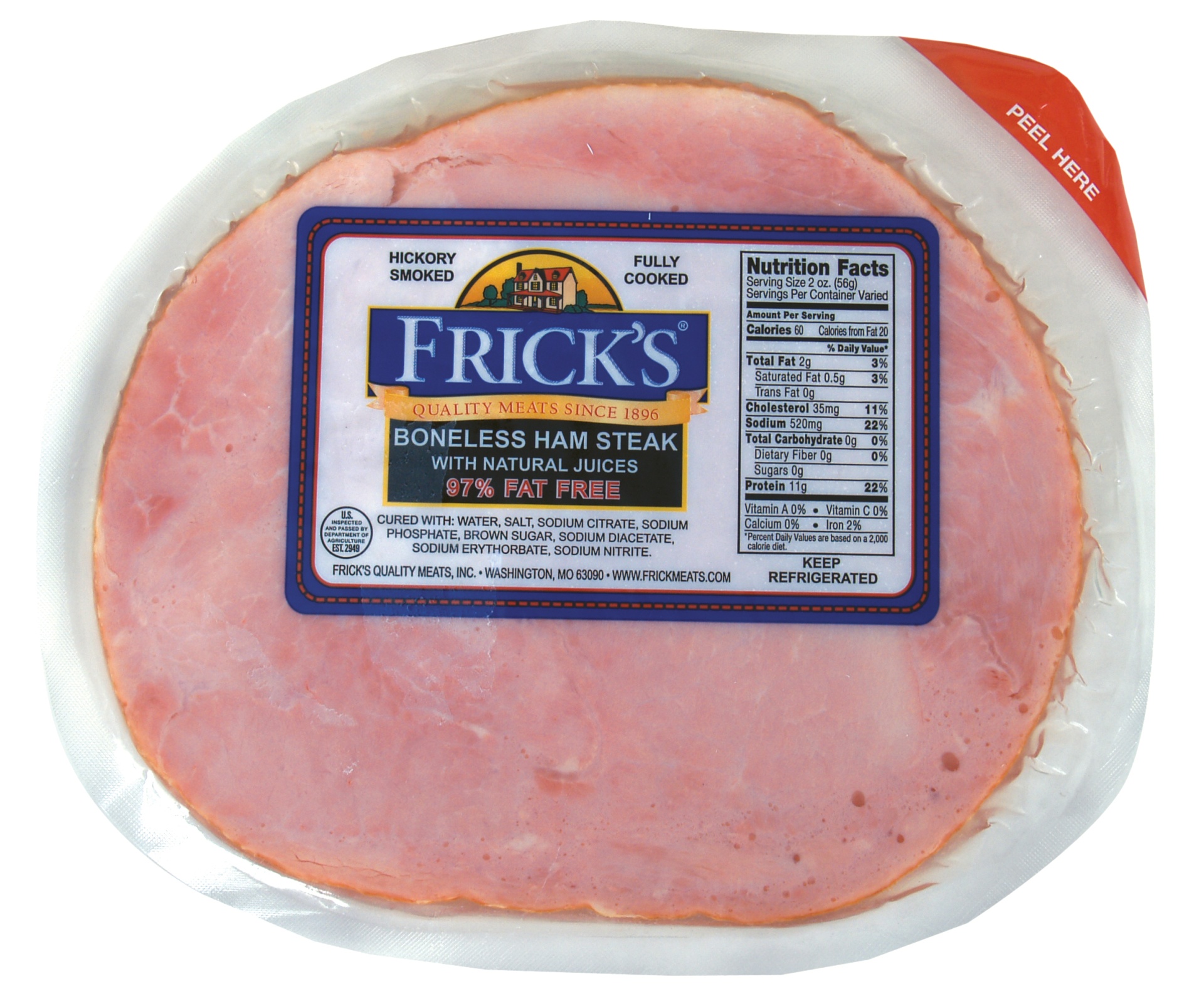 slide 1 of 1, Frick's Breakfast Dinner Boneless Ham Steak, per lb