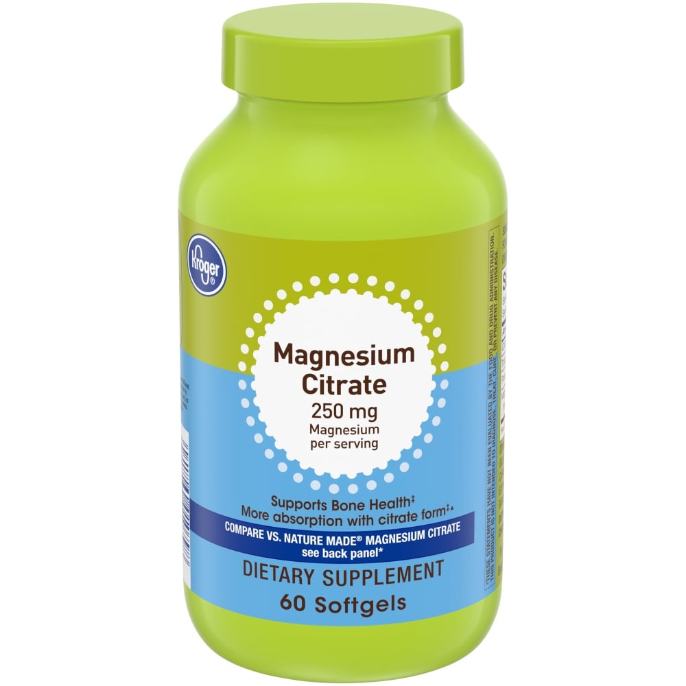 slide 1 of 1, Kroger Magnesium Citrate Softgels 250Mg, 60 ct