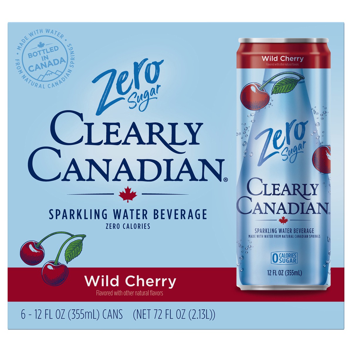 slide 1 of 9, Clearly Canadian Zero Sugar Wild Cherry 355 mL 6 Pack Cans, 6 ct; 12 oz