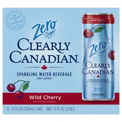 Clearly Canadian Zero Sugar Wild Cherry 355 mL 6 Pack Cans