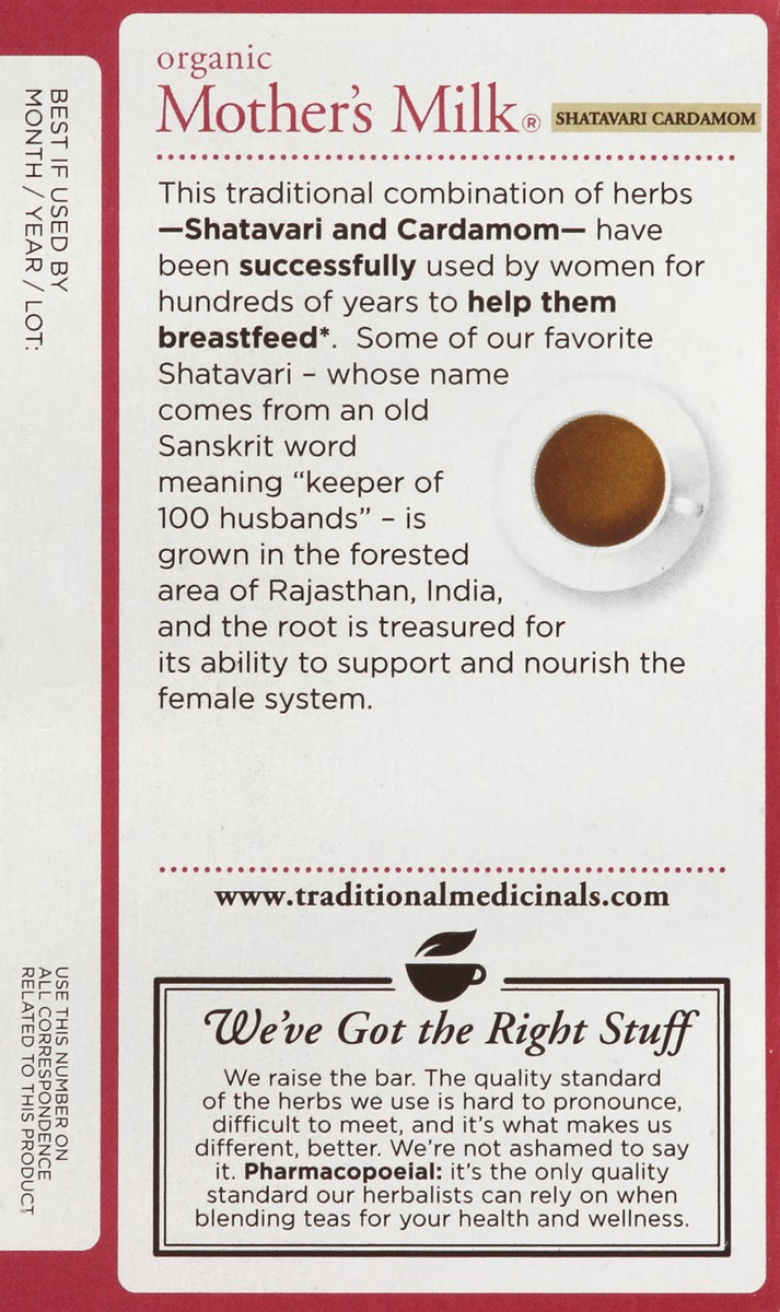 slide 4 of 5, Traditional Medicinals Mothers Milk Shatavari Organic Tea - 16 ct, 16 ct