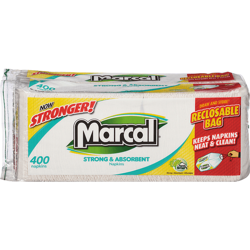 slide 1 of 6, Marcal Strong & Absorbent 1-Ply Napkins, 400 ct