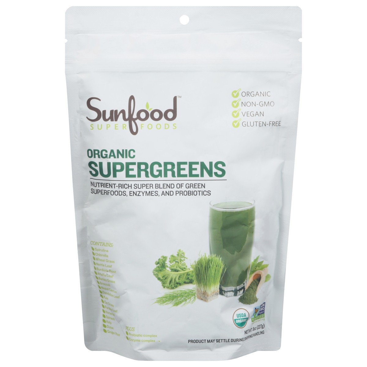 slide 1 of 9, SunFood Superfoods Organic Supergreens 8 oz, 8 oz