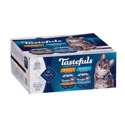 Blue Buffalo Tastefuls Spoonless Singles Adult Pate Wet Cat Food Variety Pack, Chicken and Turkey Entrées, 2.6-oz Twin-Pack Trays (12 Count - 6 of Each Flavor)