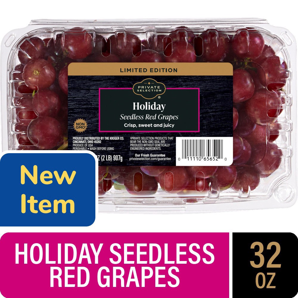 slide 1 of 1, Private Selection® Holiday Seedless Red Grapes, 32 oz, 32 oz