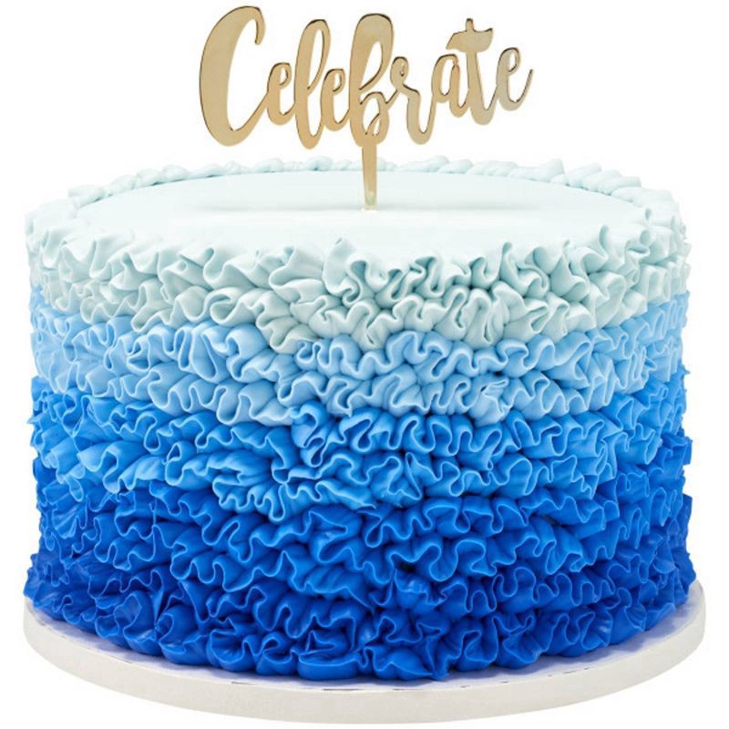 slide 2 of 3, Bakery Crafts Celebrate Gold Candle Holder Cake Topper, 1 ct