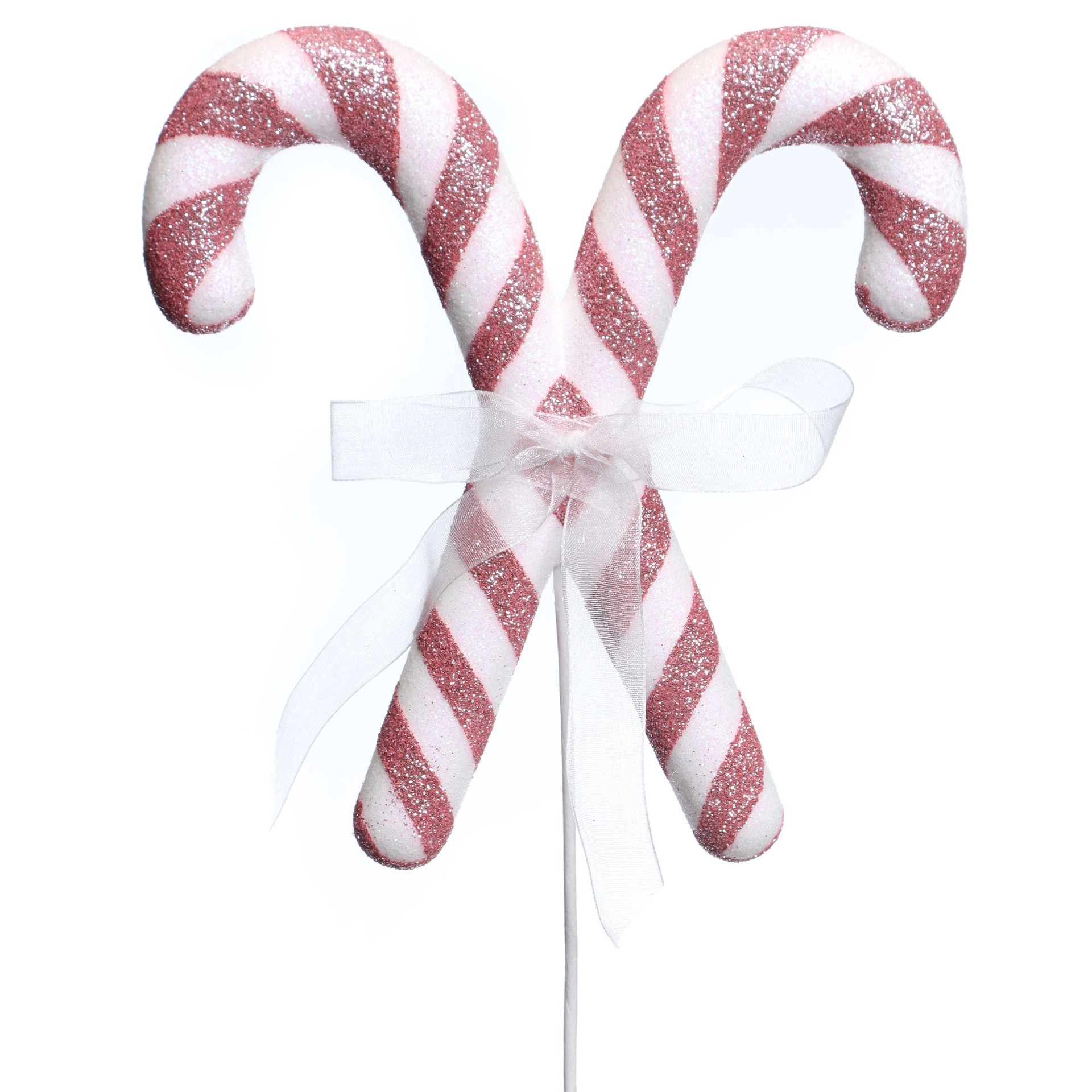 slide 2 of 3, 13.5" Pink & White Glitter Candy Cane Pick By Ashland, 7.25 in x 1.125 in x 13.5 in