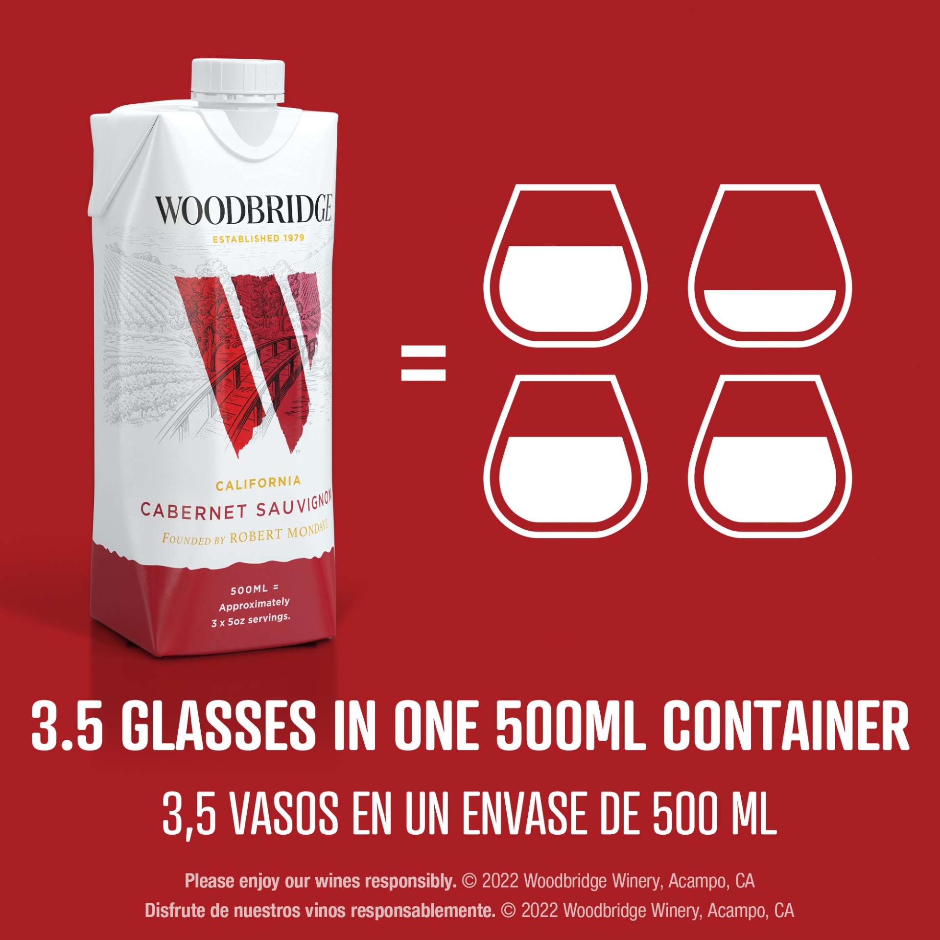 slide 3 of 7, Woodbridge by Robert Mondavi Cabernet Sauvignon Red Wine Box, 500 ml