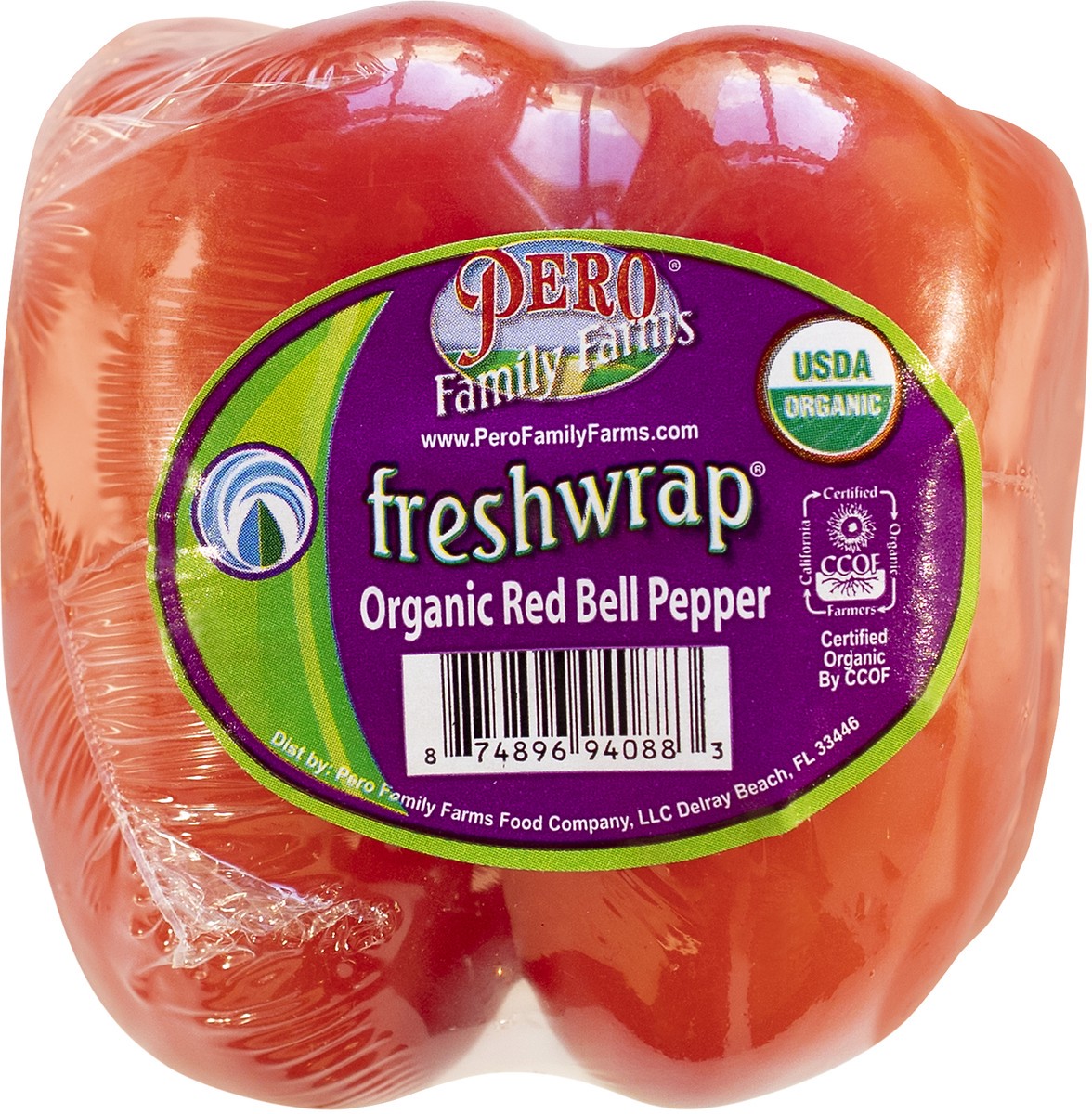 slide 1 of 9, Pero Family Farms Freshwrap Red Organic Bell Pepper 1 ea, 1 ct