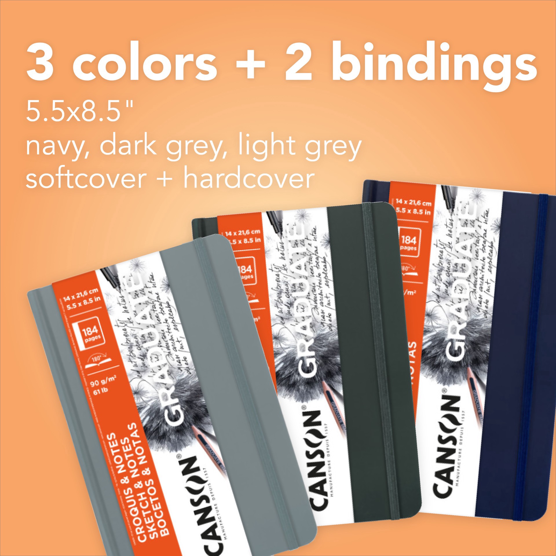 slide 4 of 6, Canson 5.5" X 8.5" Graduate Sketch & Notes Book, 5.5 in x 8.5 in