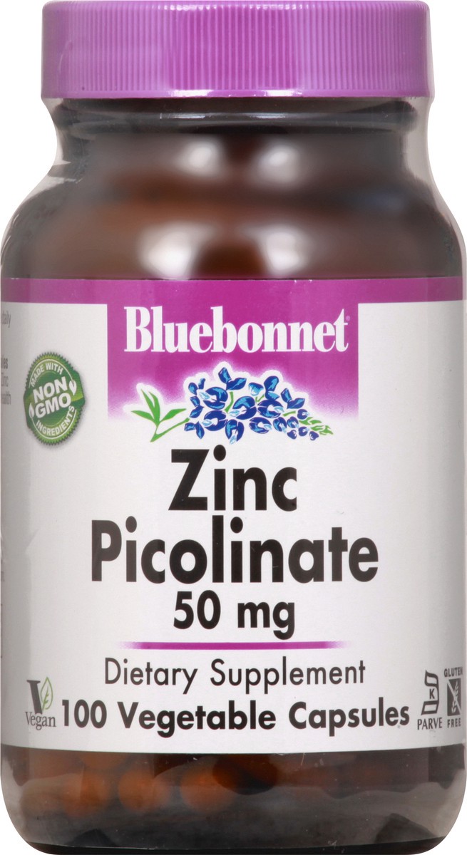 slide 1 of 10, Bluebonnet Nutrition Capsules 50 mg Zinc Picolinate 100 ea, 100 ct