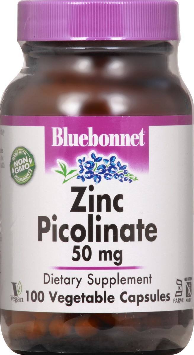 slide 8 of 10, Bluebonnet Nutrition Zinc Picolinate, 50 mg, Capsules, 100 ct